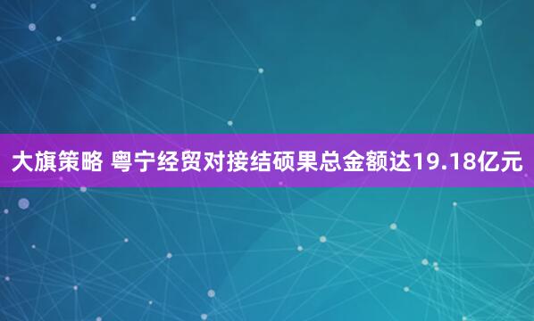 大旗策略 粤宁经贸对接结硕果总金额达19.18亿元